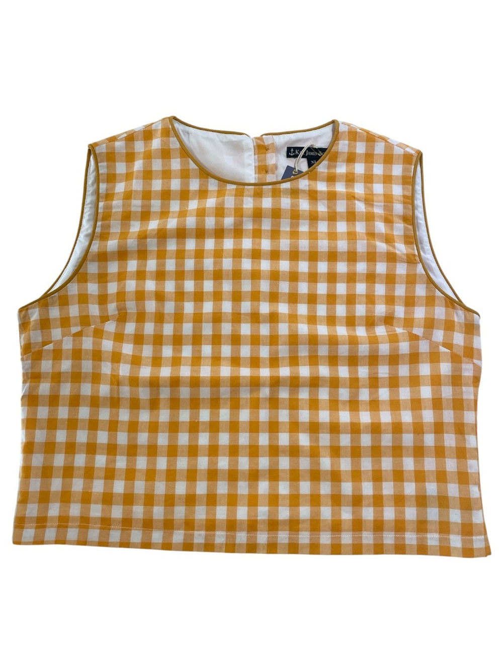 KIEL JAMES PATRICK Gingham Sleeveless Cropped Top Orange/white XL, NWT